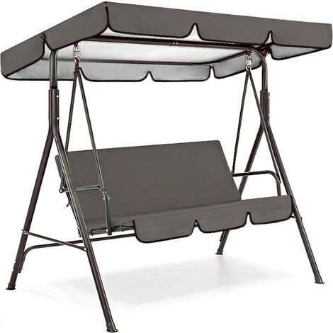 Juego de cubierta superior de repuesto para toldo de columpio de patio, cojines de repuesto para toldo de columpio de exterior, parasol impermeable para hamaca, gris, 56x47x7 pulgadas (1/5)