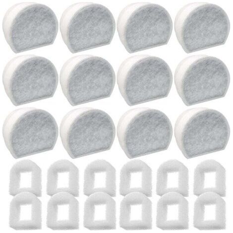 Lot de 24 Préfiltres en Mousse et Filtre à Carbone Compatible avec PetSafe Drinkwell Fountain INOX 360 Avalon Pagoda Seascape et Sedona Fontaines, Filtre pour Fontaine à Eau Chat Chien (1/5)