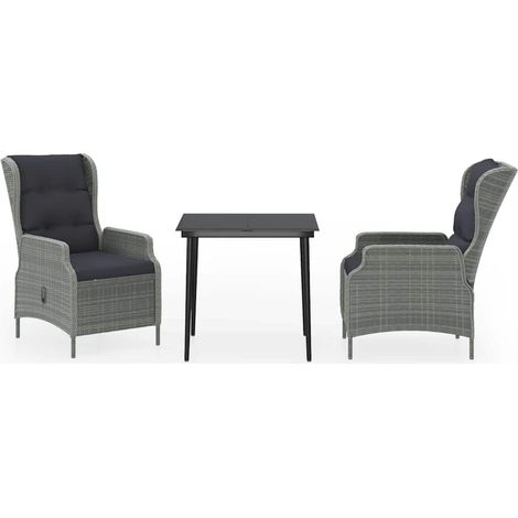 Maison Exclusive - Set da Pranzo da Giardino 3 pz Grigio Chiaro (1/5)