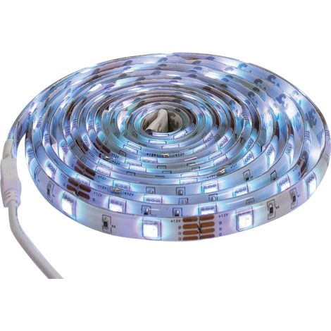Ruban LED multicouleur 18W, 470 lumens, long. 3m, découpable, avec télécommande, adhésif - Tibelec (1/5)