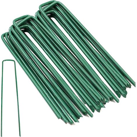 Lot de 20 piquets d'ancrage au sol galvanisés en acier anti-rouille pour toile anti-mauvaises herbes, clôture de jardin, camping, 15 cm (1/5)