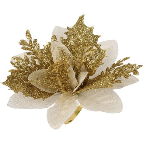 Rond de serviette fleuri de Noël en tissu