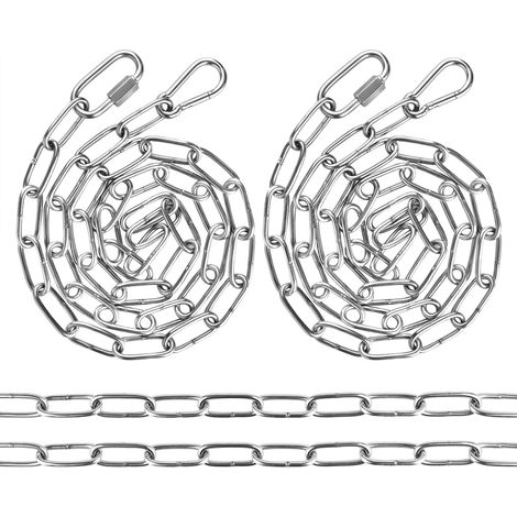 2 Pièces Chaine Acier Inoxydable, Ø3mm Chainette Metal 1 Mètre, Chaîne en Acier Inoxydable, Chainette Metallique, Acier Maillon de Chaîne, pour Chaises Suspendues, Panneaux D'Affichage, Sacs de Sable (1/5)