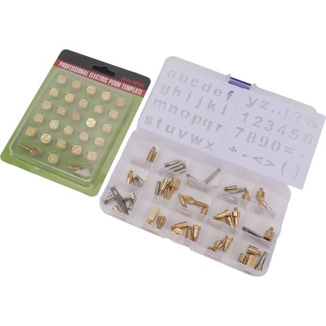 Kit de 84 embouts pour pyrogravure, comprenant des lettres en relief pour la gravure et l'artisanat. (1/5)