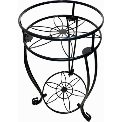 GZHCGSM Regalhalterung für Veranda, Garten, Balkon oder Terrasse, 19,3 Zoll, Metall, rund, für 2 Ebenen, hoch, für den Außenbereich.