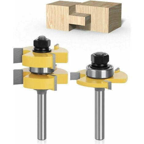 Set di punte per fresa a maschio e femmina abbinate con gambo da 8 mm, 3 denti, fresa a forma di T per legno, utensile per la lavorazione del legno (1/5)