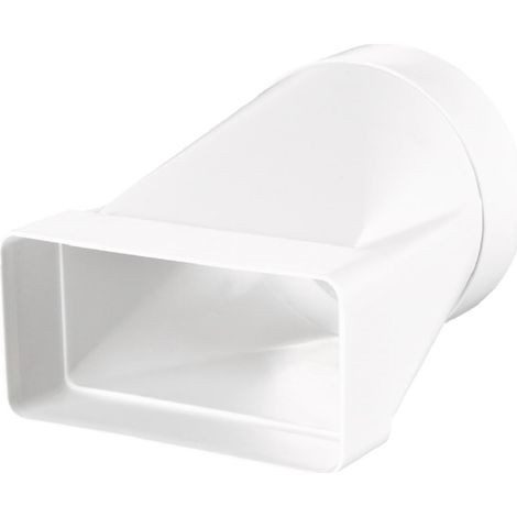 Raccordo di transizione 55 x 110 mm Ø100 mm bianco tubo tubo tondo 100 mm canale piatto 55 x 110 mm sistema di ventilazione collegamento riscaldamento, raffreddamento climatico in plastica condotto (1/5)