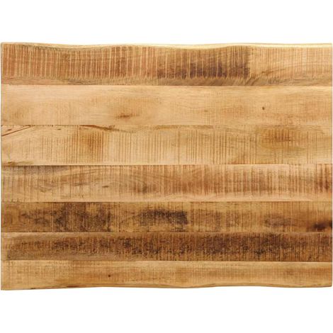 Tischplatte mit Baumkante 70x60x3,8 cm Raues Mango Massivholz