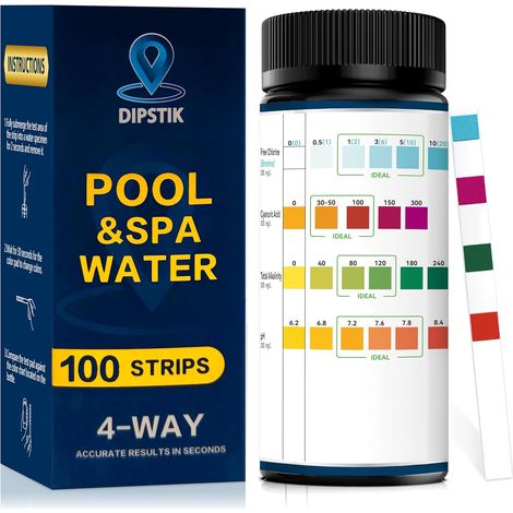 Bandelettes Piscine, Testeur Piscine pour Eau de Piscine et Spa, Bandelettes, d'eau Test durete d'eau pour Tester Chlore Libre, L'alcalinité Totale et pH (1/5)
