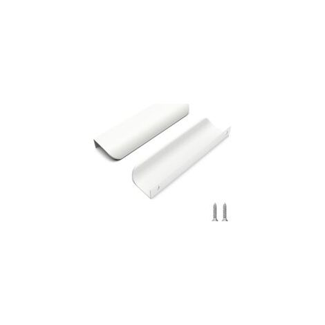 Ensemble de 2 poignées de meubles en acier brossé doré, entraxe de 120 mm, filetage de 96 mm, ultra-plates, design blanc, style moderne, pour cuisine, salle de bain, salon. (1/5)