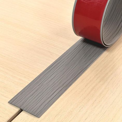 Barre de Seuil Autoadhésive,Barres de Transition de Seuil,Bande Décorative en Flexible PVC,Bande de Transition Sol pour Les Espaces Entre les Carreaux,les Sols en Bois (Gris,2M) (1/5)