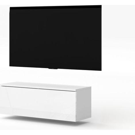 AX LIVING TV Lowboard zum Hängen Loriano 100 cm weiß Matt / Hochglanz
