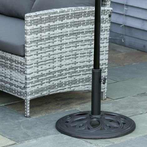 Base rotonda per ombrellone in ghisa, 11,5 kg, per pali di diametro 38 e 48 mm, per giardino, patio, terrazzo, Ø 45 x 33,5 cm, nera