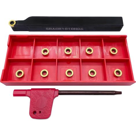 3/8-inch Turning Boring Bar SRACR1010H06 Cylindrical Turning Toolholder and 10pcs RCMT0602 R3 Carbide Indexable Turning Inserts (1/5)
