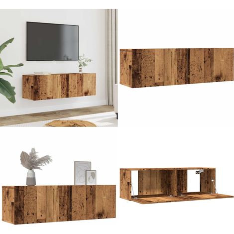 vidaXL Meubles TV muraux 2 pcs vieux bois 100x30x30 cm (1/5)