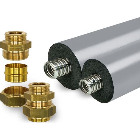 Vorisoliertes Edelstahlwellrohr-Set DN25 für Wärmepumpen 2 - 8 m