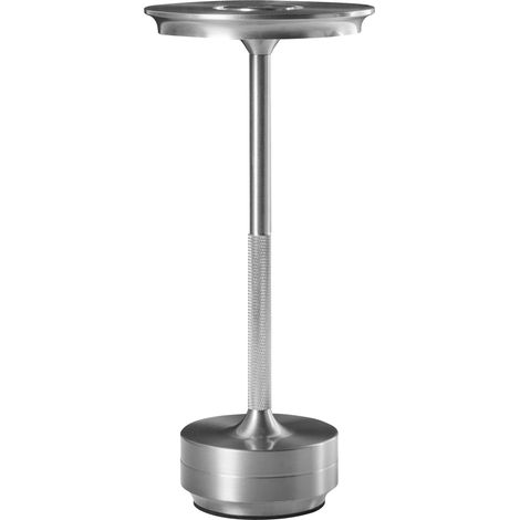 Lámpara LED inalámbrica de metal para interior y exterior recargable por puerto USB C plateado Mago
