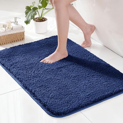 1 Tapis de bain, microfibre, antidérapant, absorbant, séchage rapide, salle de bain, douche, 40x60 cm, bleu marine (1/5)