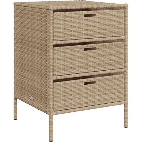 Armoire de rangement de jardin beige 55x59x80 cm résine tressée