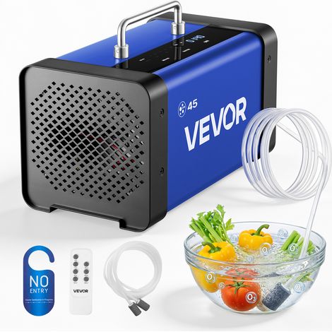 VEVOR Generatore di Ozono Professionale 45000 mg/h, Ozonizzatore Commerciale con Avvio Ritardato di 15 s, Modalita Acqua con Doppio Tubo, Touchscreen LCD, per Auto, Animali Domestici, Fino a 350 m² (1/5)
