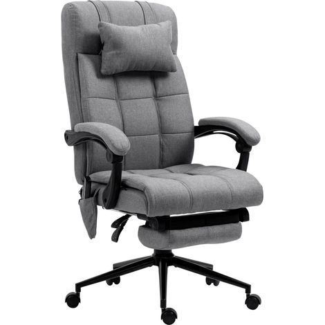 Silla de oficina ergonómica con masaje, calefacción lumbar y reposapiés gris (1/5)