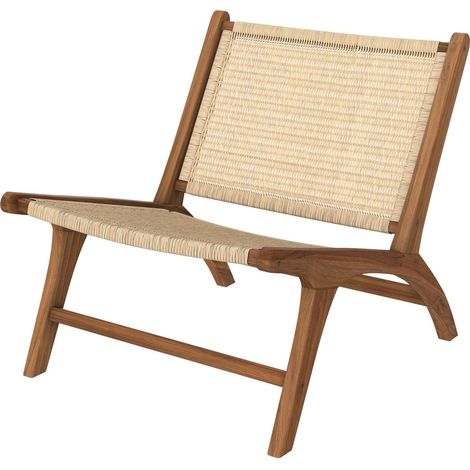 Fauteuil en bois de teck et tressage vannerie en rotin - KILKA
