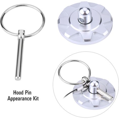 Kit 2 pièces Verrou de Capot de Course CNC Aluminium Billet Universel, Loquet de Sécurité pour Capot, Fixation de Coffre, Kit de Look Argenté, Accessoire Auto (1/5)