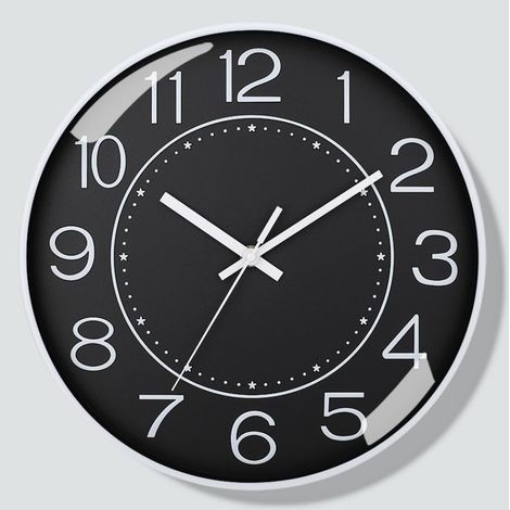 Horloge murale silencieuse de 8 pouces - fond noir avec caractères blancs, horloge murale de salon à la mode, horloge à quartz silencieuse simple pour la maison (1/5)