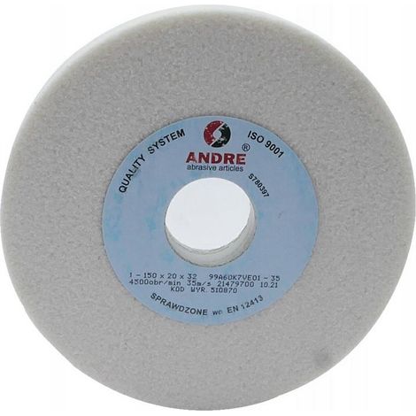 Mola abrasiva piatta Andre 150 mm x 20 mm x 32 mm 99A60K7VE01-35 bianca "TIPO 1"