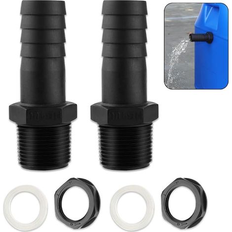 Trop Plein Cuve, Trop Plein Cuve Eau 1000L Lot de 2 Raccords Rapides avec écrou et Rondelle pour Citernes de Pluie Passages mit Joints pour Cuve Eau, Tonneau, Citerne (1/5)