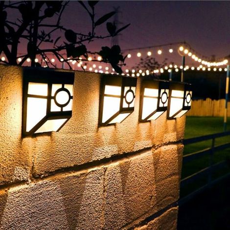 Waterproof Wireless Solar Powered LED Outdoor Lighting Sensor Wall Sconce for Garden, Patio, Porch, Halloween (Set of 4/Warm White) (1/5)