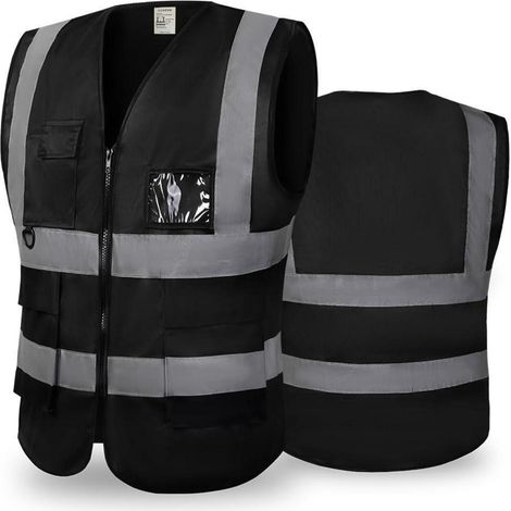 Warnweste mit Taschen für Damen und Herren, hohe Sichtbarkeit, Reißverschluss, reflektierend, Größe 4XL (1/5)