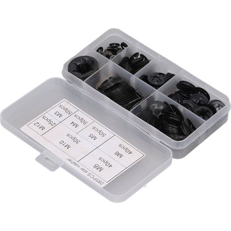 Starlock Grower Unterlegscheibe 285-teilig, Befestigungssatz M3 M4 M5 M6 M8 M10 M12, Innenverzahnung, Stahlschraubensatz. (1/5)