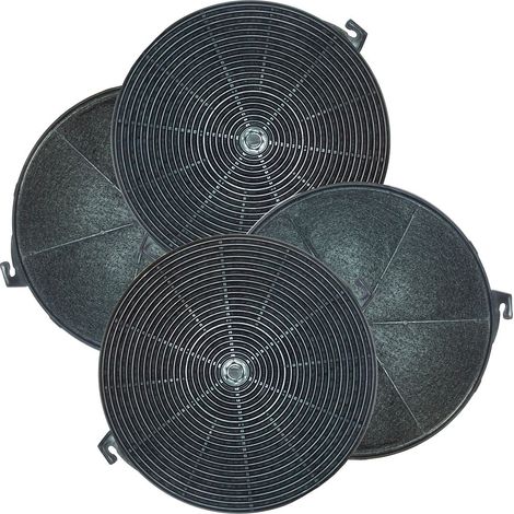 Spar-Set 4 Stk. Universal Aktivkohlefilter für Dunstabzugshauben 21 cm, Kohlefilter rund ca. 210 mm x 20 mm - Modell 21/S, OK6, OK9 passend für Mastercook Baumatic Gamma AFC-62