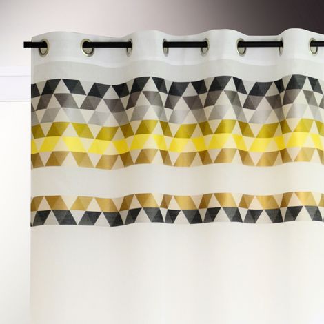 Voilage à parement haut motif de triangles Vert tilleul 140x240 cm