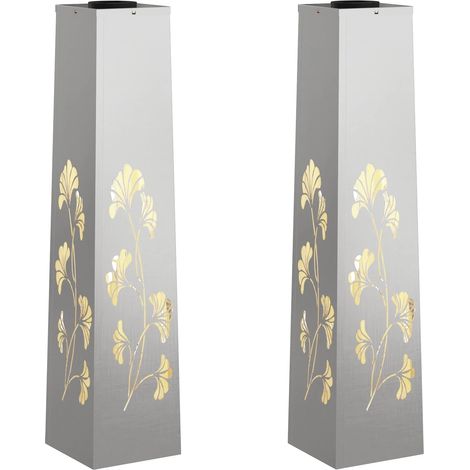 Set di 2 lampade da terra per esterni LED solari 18 x 18 x 80 cm resistenti moderne giardino in acciaio inossidabile ruggine 020052577
