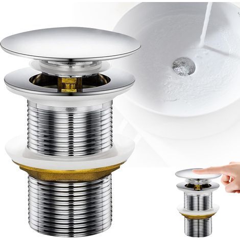 Bonde de Lavabo, Pop Up Bonde Lavabo Universel, Bonde Lavabo Clic Clac,Vidage Salle de Bain Acier Inoxydable Sans Trop-Plein Anti-Colmatage Argent pour Vasque Salle de Bain Avec Universel (1/5)