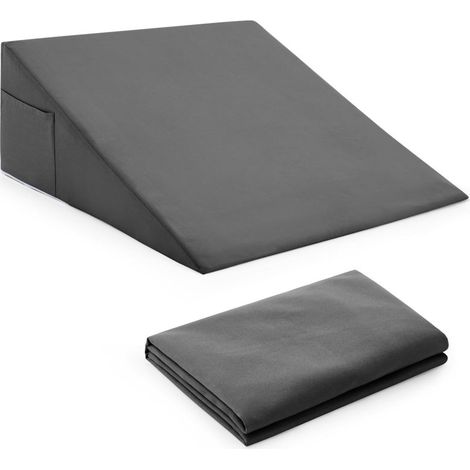 Taie d'oreiller triangulaire en microfibre gris foncé avec fermeture éclair et poches latérales, 24 x 24 x 12 pouces (sans coussin intérieur) (1/5)