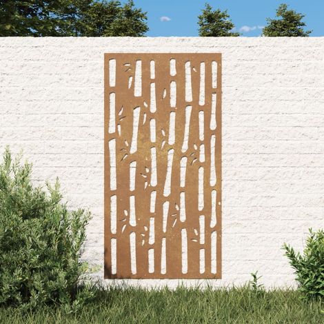 Décoration murale jardin,Ornement mural extérieur,Original 105x55 cm acier corten design bambou CNEI150795 (1/5)