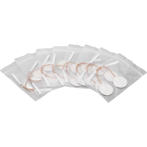 16 électrodes adhésives rondes pour appareil TENS, 1.2 pouce (2.5mm / 0.1in), réutilisables, auto-adhésives, pièces de rechange (1/5)
