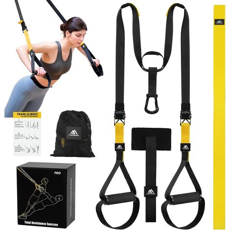 Suspension Training Kit, All-in-One Suspension Training Kit with Adjustable Straps for Fat Burning and Muscle Building (1/5)