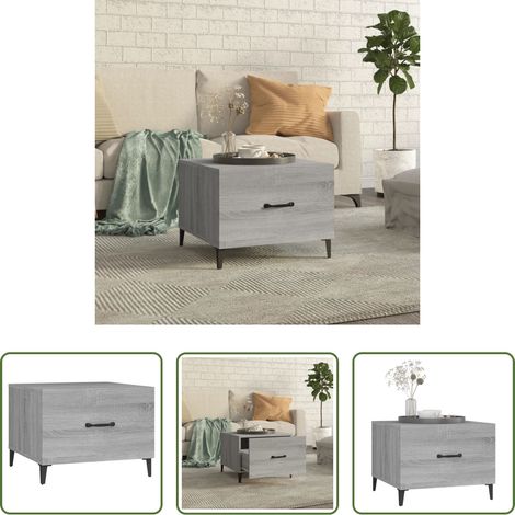 Holz - Couchtisch mit Metallbeinen Grau Sonoma 50x50x40 cm (1/5)