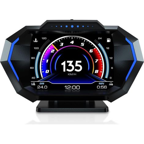 Display head-up, OBD2 + GPS + modalità misuratore di pendenza - Display multilingue - Unità di misura del tachimetro modificabili in MPH e KM/H per tutte le auto