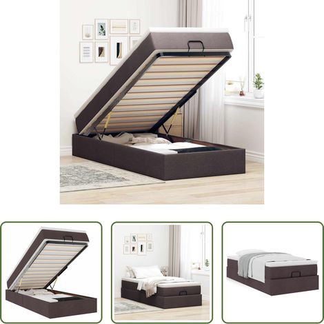 vidaXL Stauraum - Ottoman-Bett mit Matratze Dunkelbraun 90x190 cm Stoff (1/5)