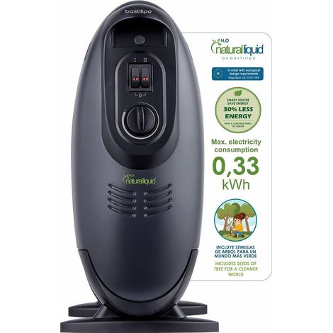 Mini radiateur avec H2O naturel liquide, 200400600 W, 0,4 kwh, 7 éléments avec thermostat, couleur noir, MR-ECOFLUID-7 (1/5)
