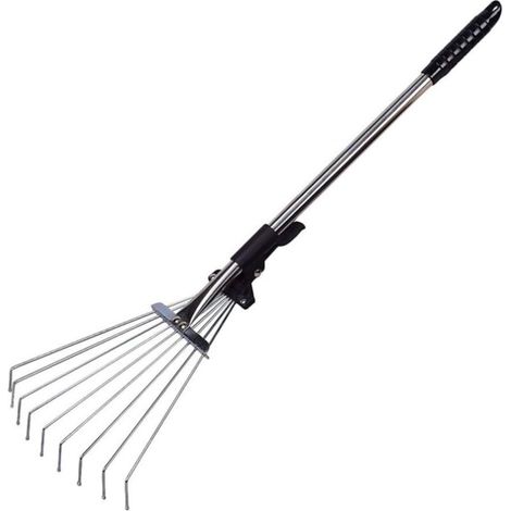 LaBlanc - Jardin Râteau À Feuilles en - Métal Réglable Jardin Râteau Extensible Mauvaise Herbe Râteau Camp Râteau pour Jardin Pelouse Cour (1/5)