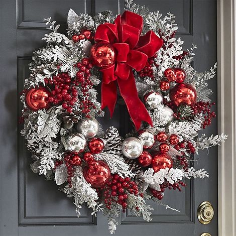 Guirlande De Noël Artificielle - Couronne De Noël En Plastique Avec Flocage - Décoration Intérieure Et Extérieure - 35 Cm - 1 Pièce (1/5)