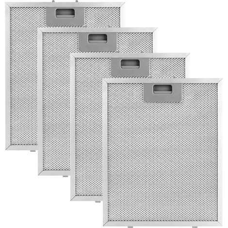 Lot de 4 filtres à graisse en métal pour hotte aspirante - 320 x 260 mm - Filtre de rechange pour hotte aspirante - Avec grille métallique - Grille en aluminium à 5 couches (1/5)