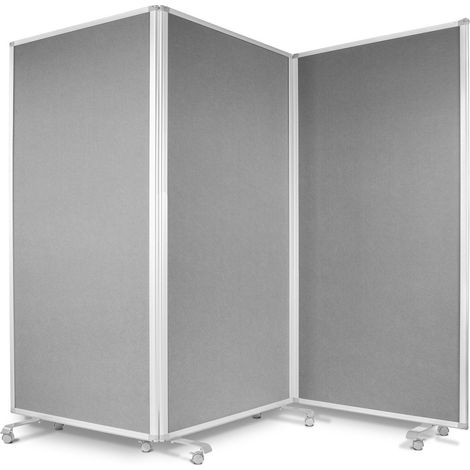 Filz-Stellwand Trennwand 3-teilig Grau 180 x 60 x 180 cm (1/5)