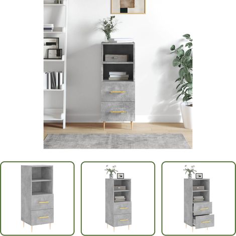 vidaXL Betonfarbe -  Sideboard Betongrau 34,5x34x90 cm Holzwerkstoff (1/5)